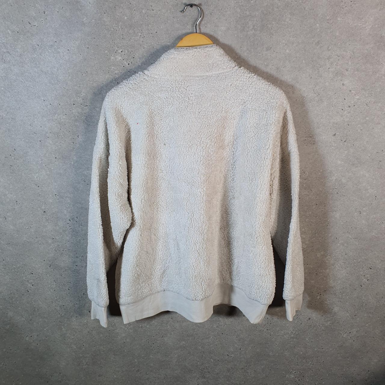 Reebok Full Zip Fleece Sweatshirt Mens Large Beige Embroidered Logo