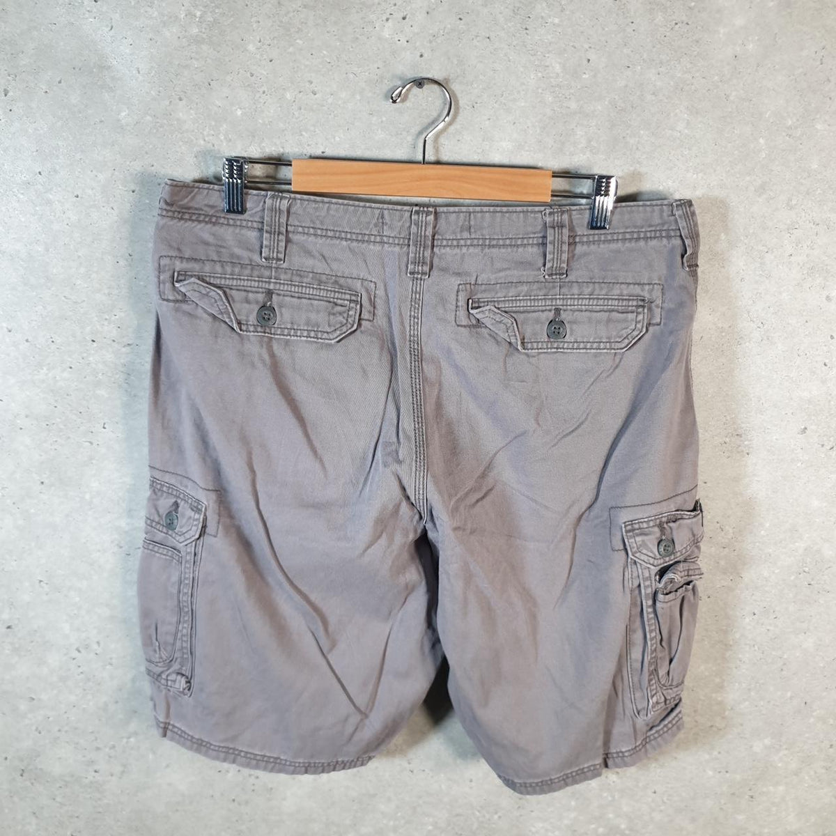 Vintage Lee Chino Shorts Jorts Cargo Mens W36 Grey Baggy Cotton