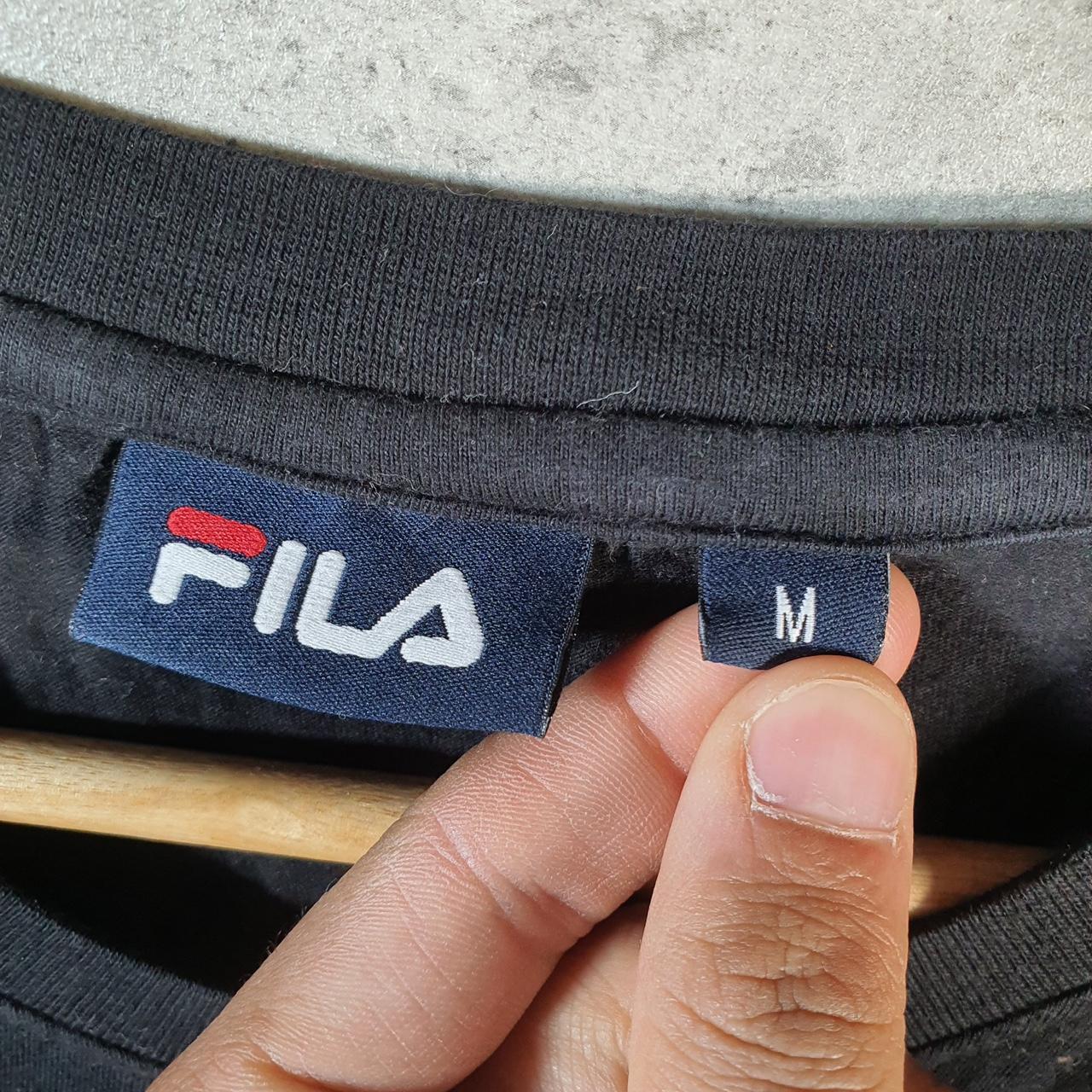 Vintage Fila Spellout T Shirt Men’s Medium Black Logo Athletic Casual