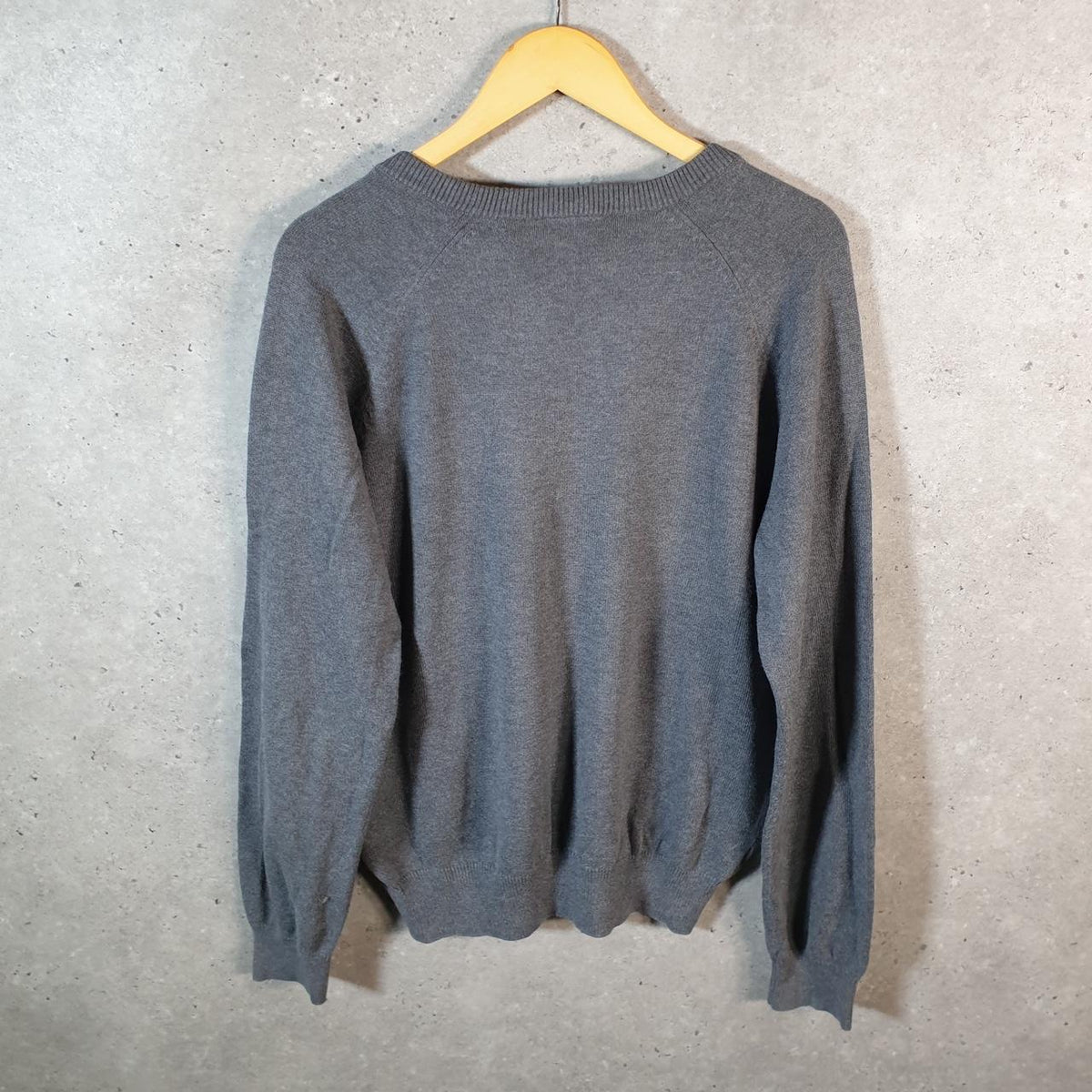 Vintage Lacoste Knit Sweater Mens Medium Grey Y2K Jumper Logo