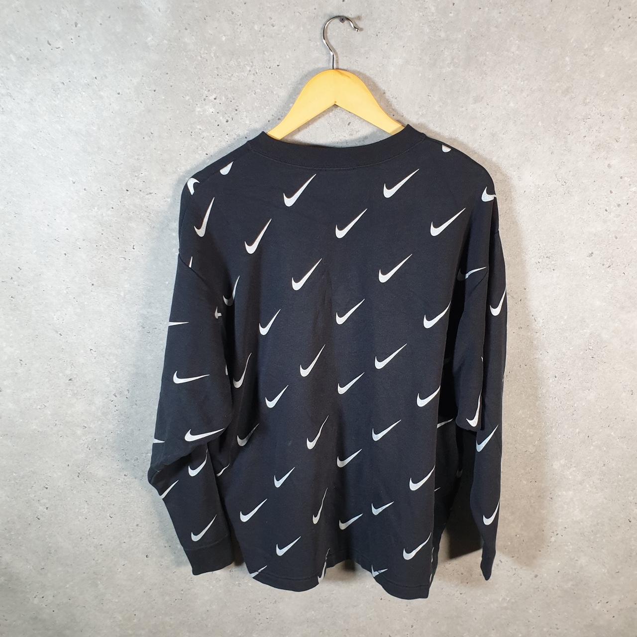 Vintage Nike All Over Print AOPA Sweatshirt Mens small Black Swoosh Y2K Pullover