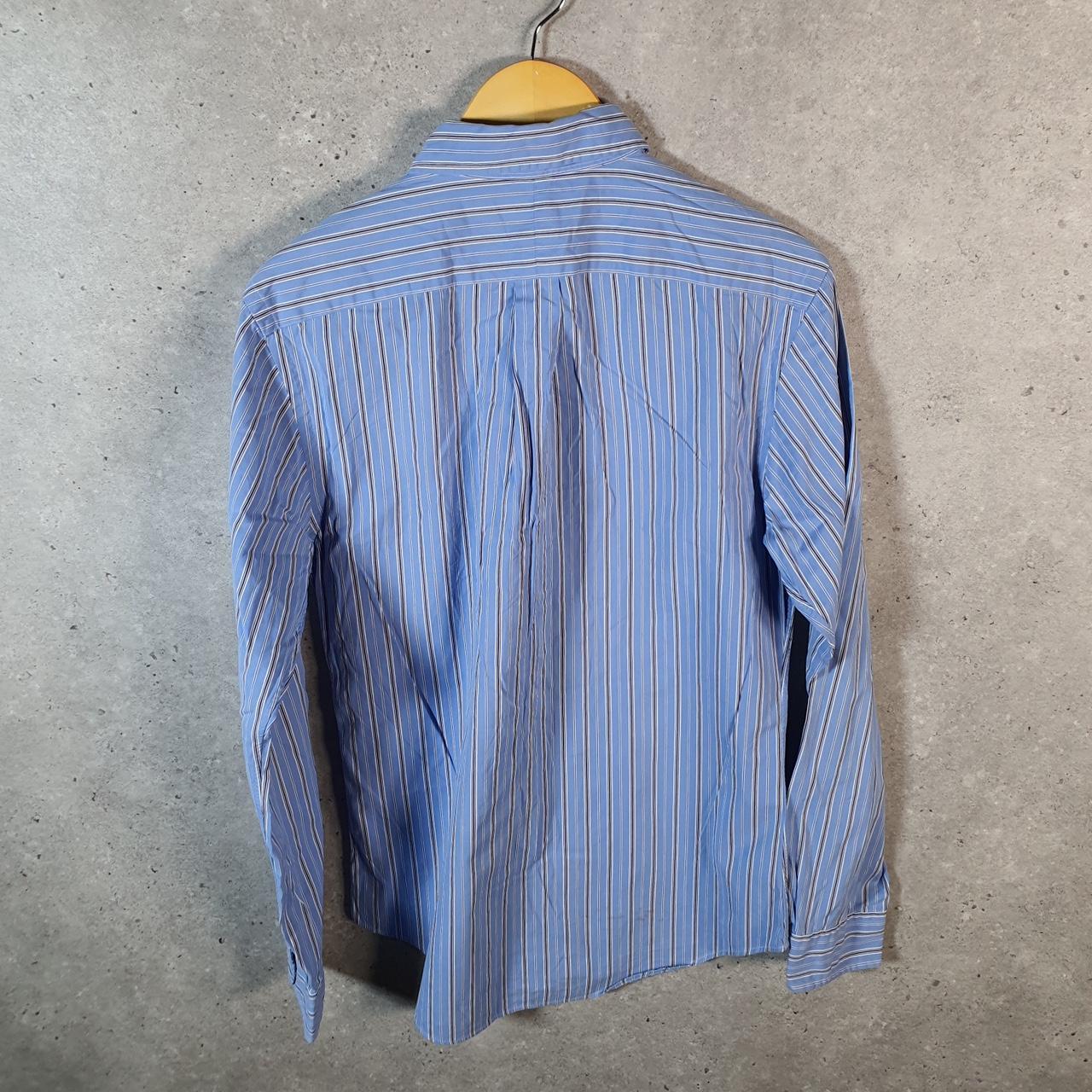 Vintage Ralph Lauren Button Down Shirt Men’s Medium Blue Striped Slim Fit Pony Cotton