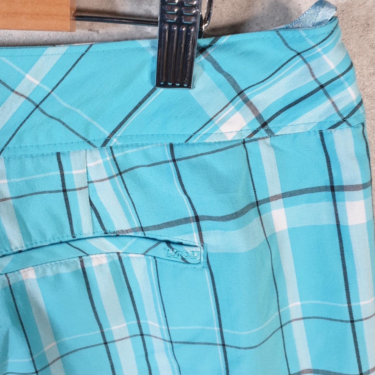 Vintage Izod Shorts Jorts Cargo Womens W38 Blue Chino Pockets Baggy Cotton