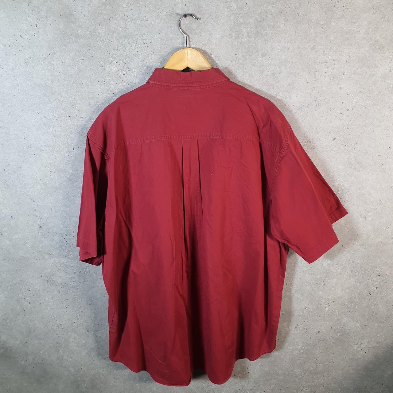 Vintage Carhartt Shirt Button Down Mens XL Burgundy Red Short Sleeve Chore Utility Relaxed - Big Fish Vintage