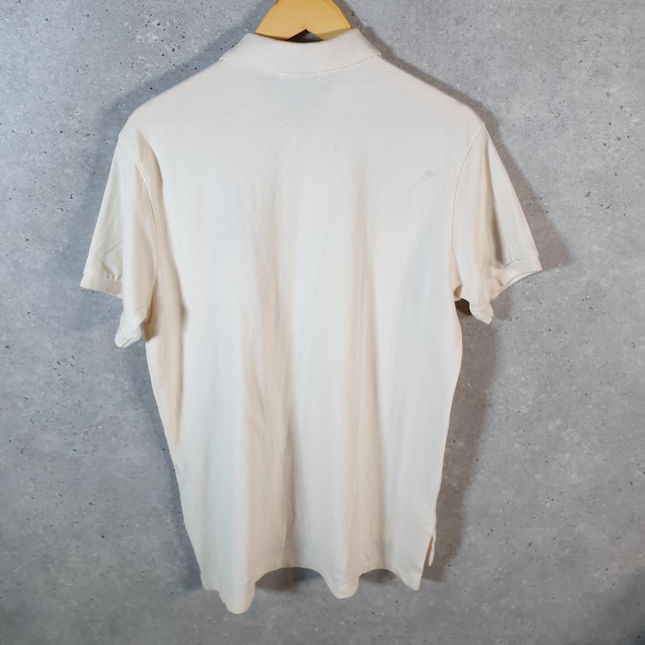 Vintage Ralph Lauren Polo Shirt Men’s Large Beige Custom Fit Crest Badges Embroidered Pony