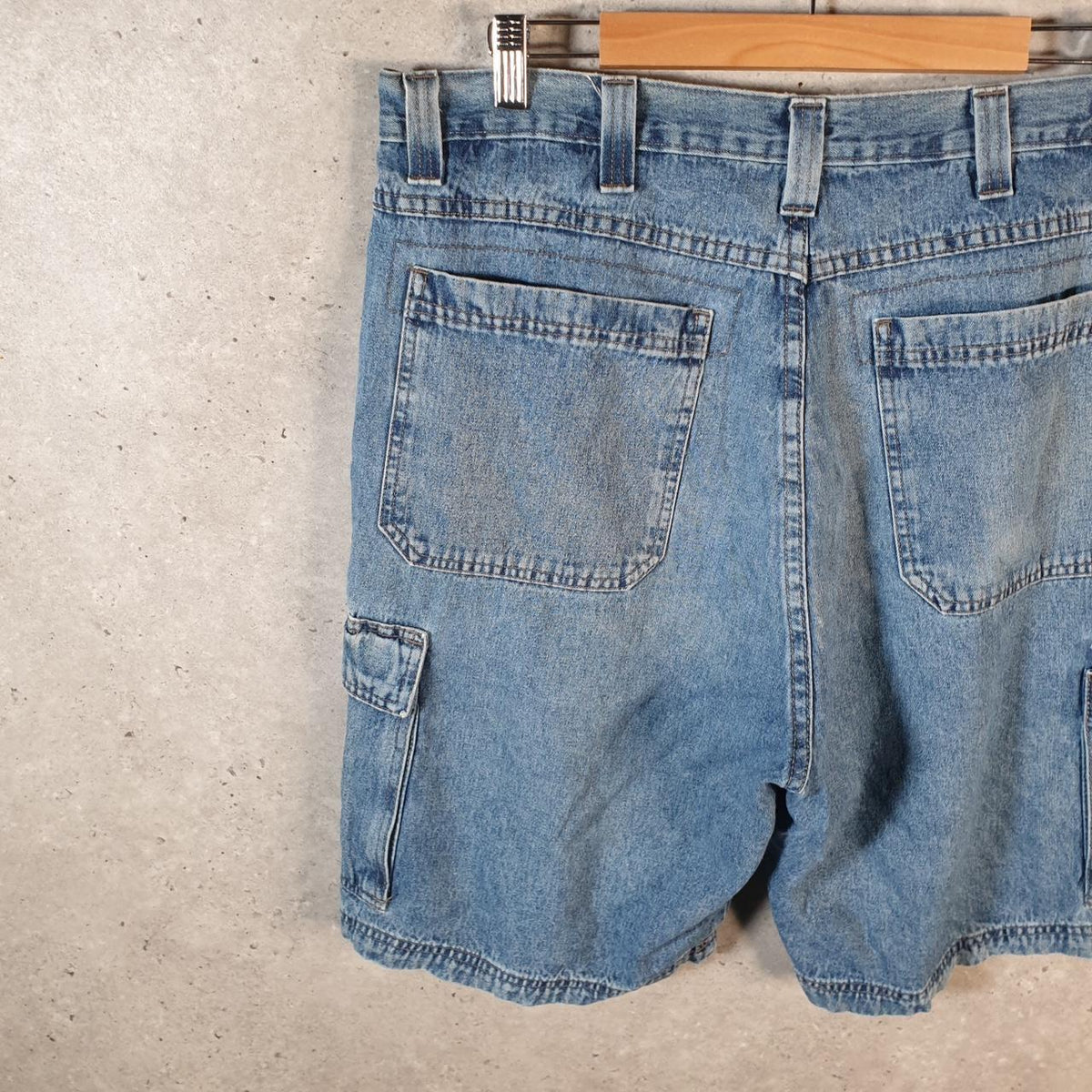 Vintage Wrangler Denim Shorts Jorts Cargo Men’s W36 Blue Baggy Cotton