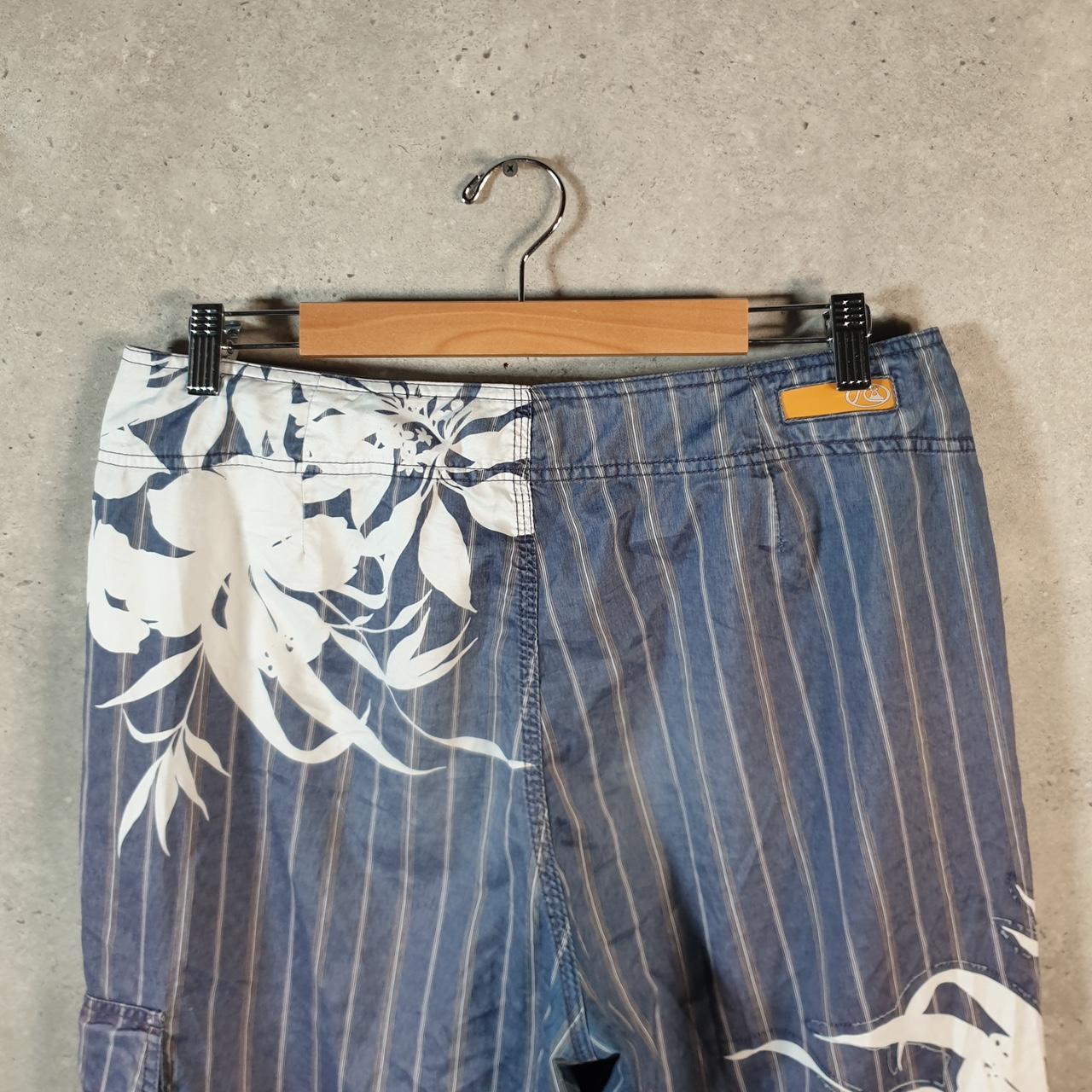 Vintage Quiksilver Shorts Jorts Chino Cargo Men’s W34 Striped Grey Baggy Cotton