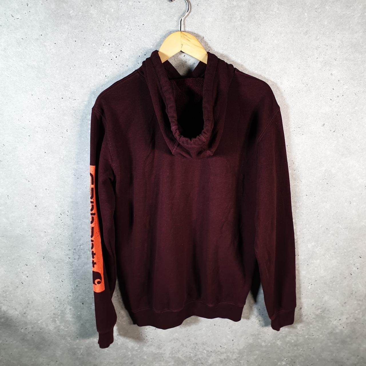 Vintage Carhartt Rain Defender Hoodie Men’s Small Burgundy Red Pullover Blank USA Original Fit Big Fish Vintage