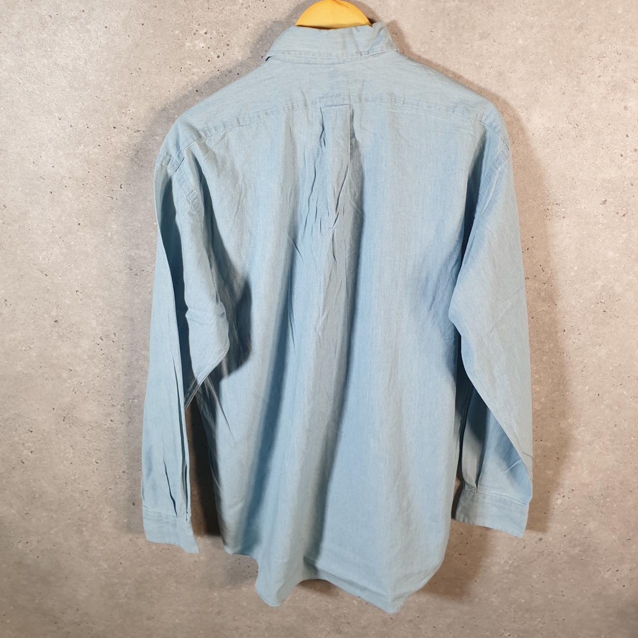 Vintage Ralph Lauren Button Down Shirt Men’s Small Blue Big Shirt Short Sleeve Pony