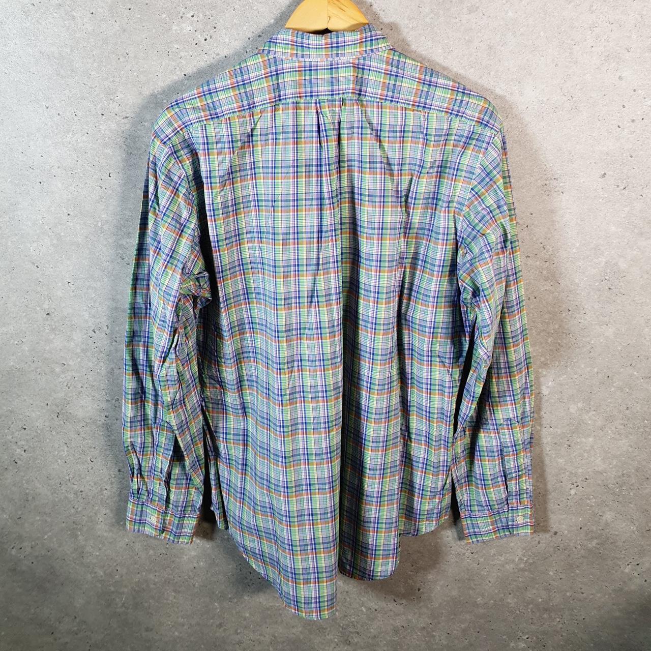 Vintage Ralph Lauren Button Down Shirt Men’s Large Blue Checkered Classic Fit Cotton Pony Big Fish Vintage