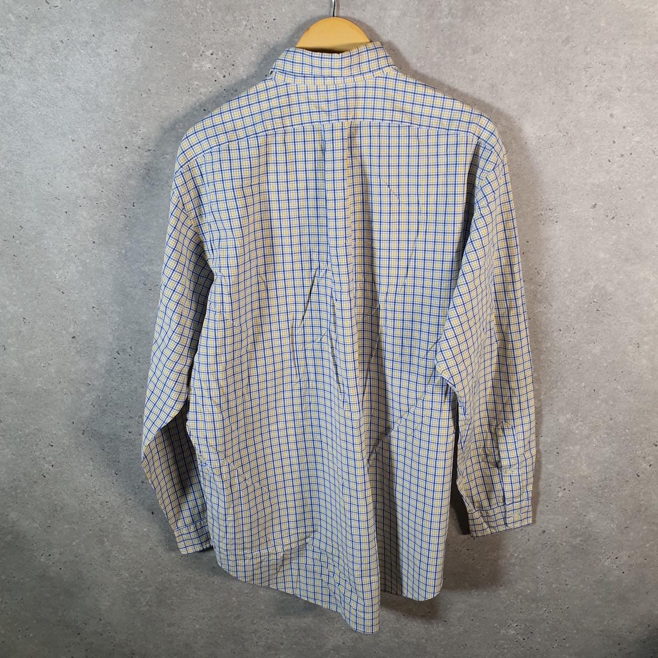 Vintage Ralph Lauren Button Down Shirt Men’s XL Yellow Classic Fit Checkered Cotton Pony