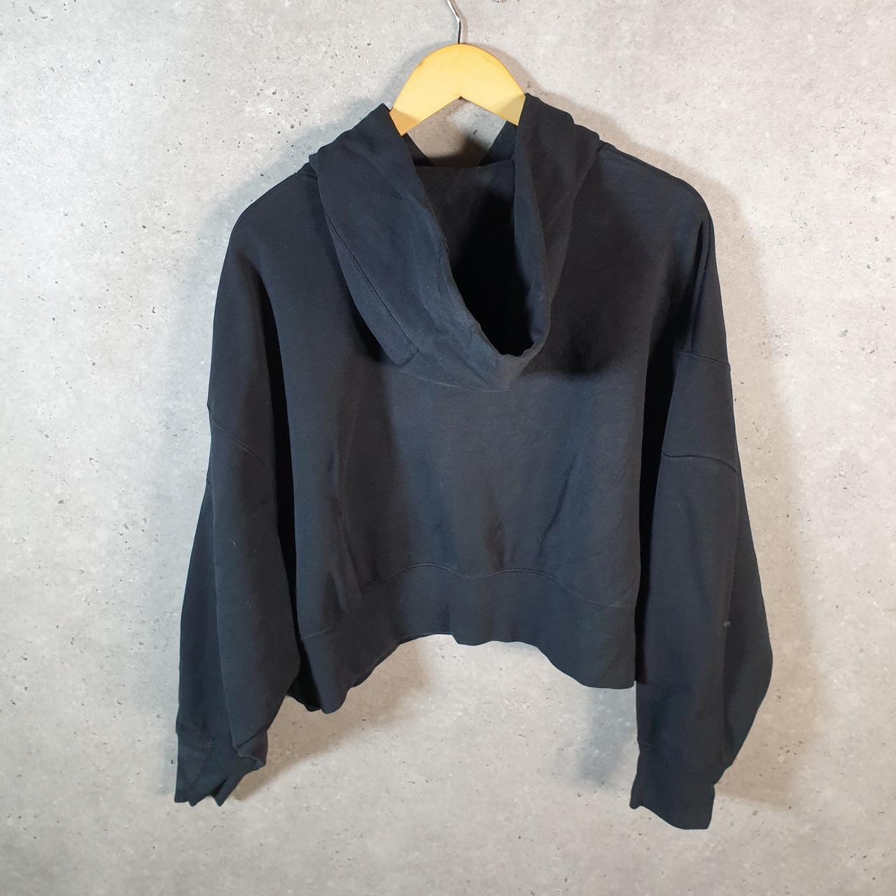 Vintage Nike Tech Cropped Zip Pocket Hoodie Womens Small Black Swoosh Y2K Pullover