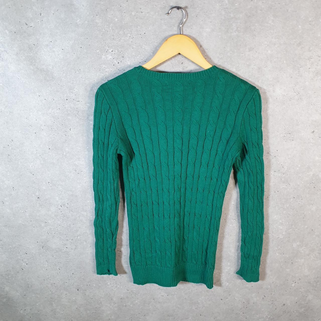 Vintage Ralph Lauren Polo Cable Knit Sweatshirt Womens XS Green Pony