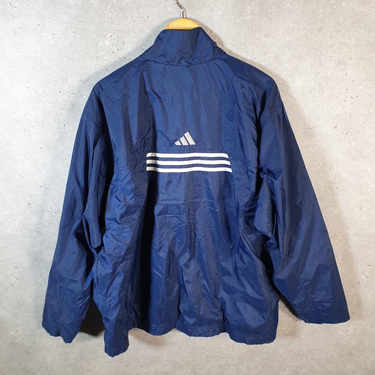 Vintage Adidas 90s Windbreaker Track Jacket Mens XL Navy Blue USA Three Stripes Full Zip