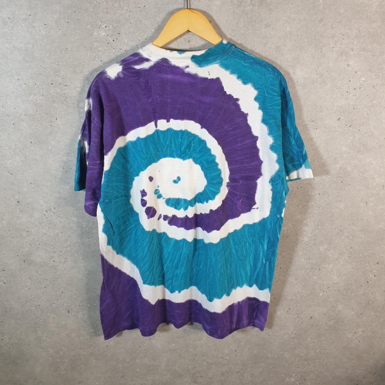 Vintage Hanes Tie Dye Graphic 90s USA Single Stitch T Shirt Men’s Large Blue