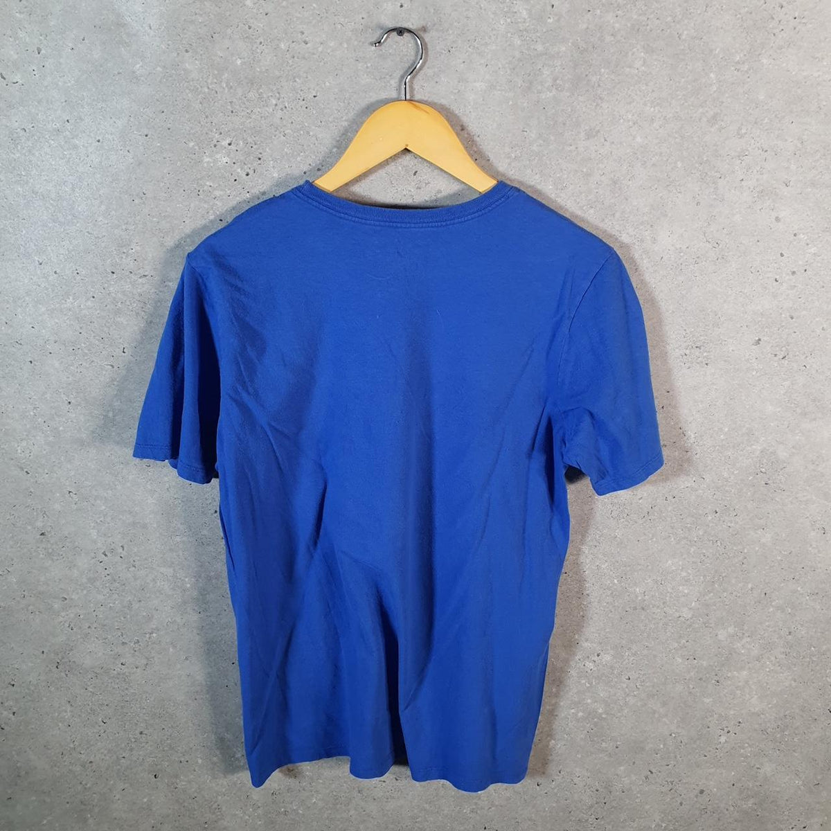 Vintage Nike Graphic Spellout T Shirt Men’s Medium Blue Logo Swoosh Athletic