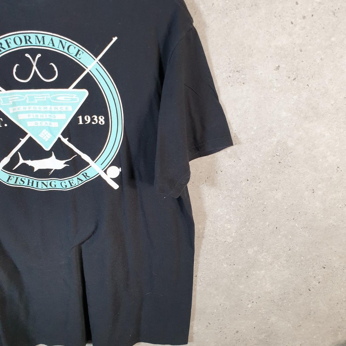 Vintage Columbia Perfomance Fishing Gear T Shirt Men’s Large Black Athletic