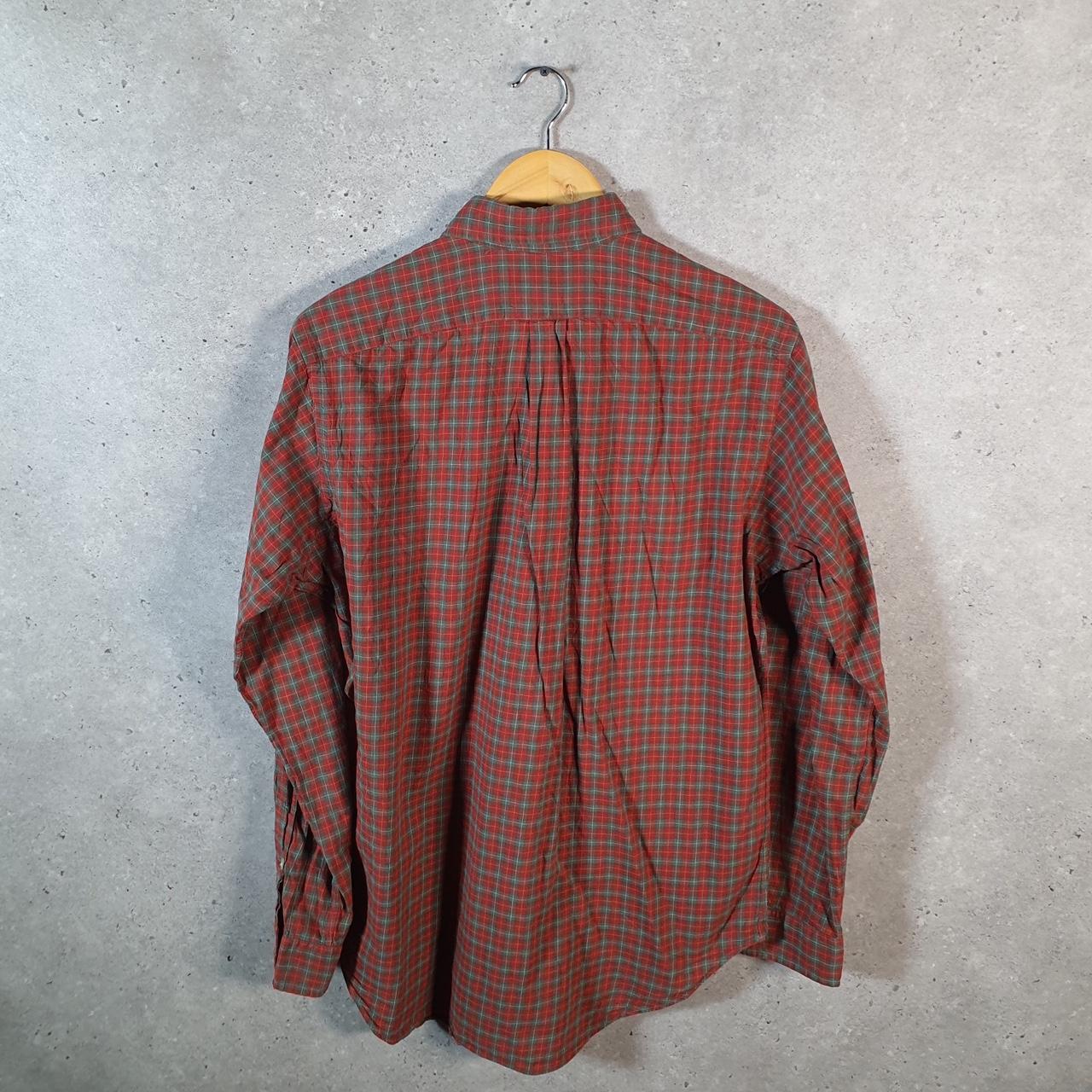 Vintage Ralph Lauren Button Down Shirt Men’s Medium Red Checkered Classic Pony Casual C8454