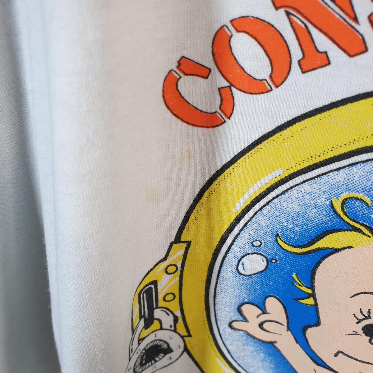 Vintage Baby In Construction Graphic USA 90s Single Stitch T Shirt Men’s Medium White C8914