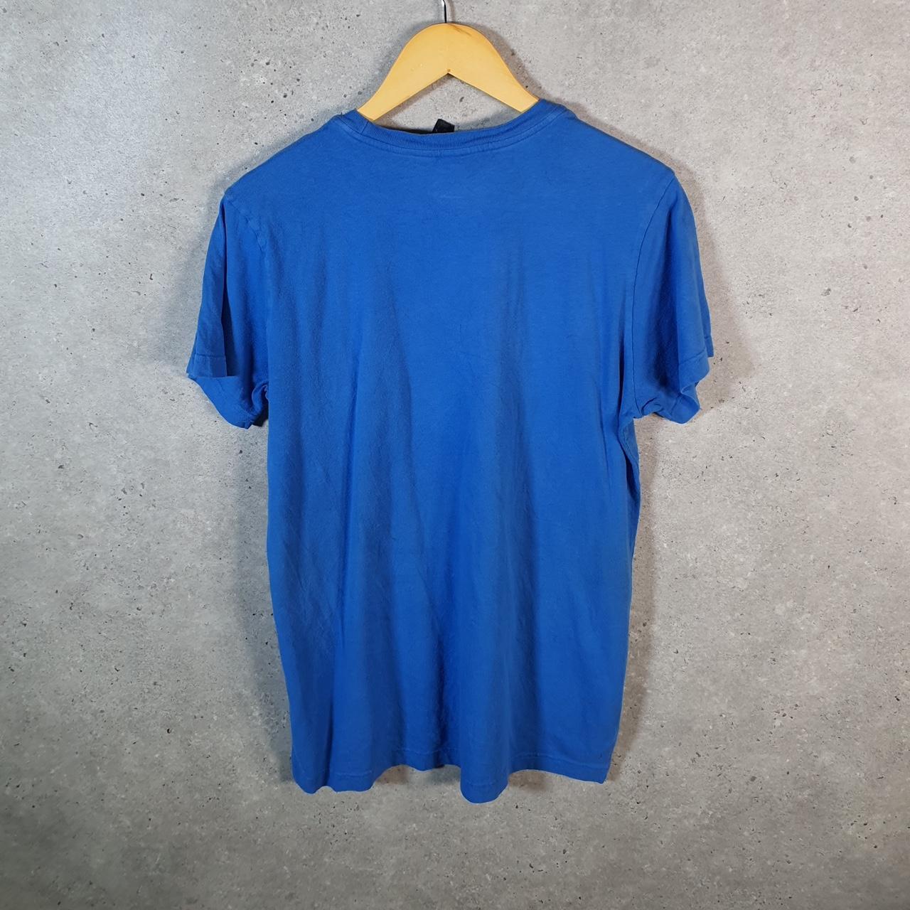 Vintage Adidas T Shirt Shirt Men’s Medium Blue Three Stripes Logo Athletic C9807