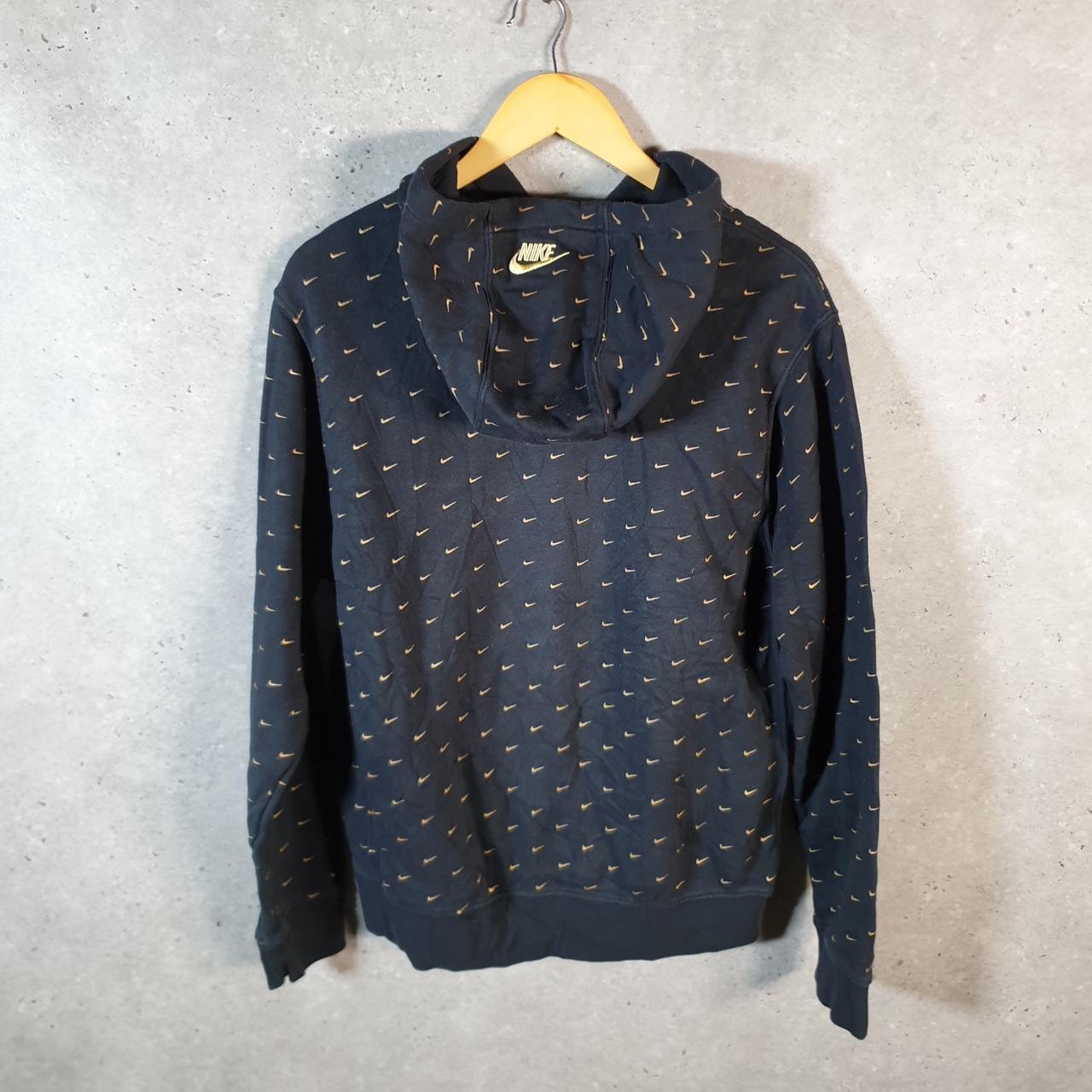Vintage Nike Club All Over Print AOP Hoodie Men’s M Black Embroidered Pullover