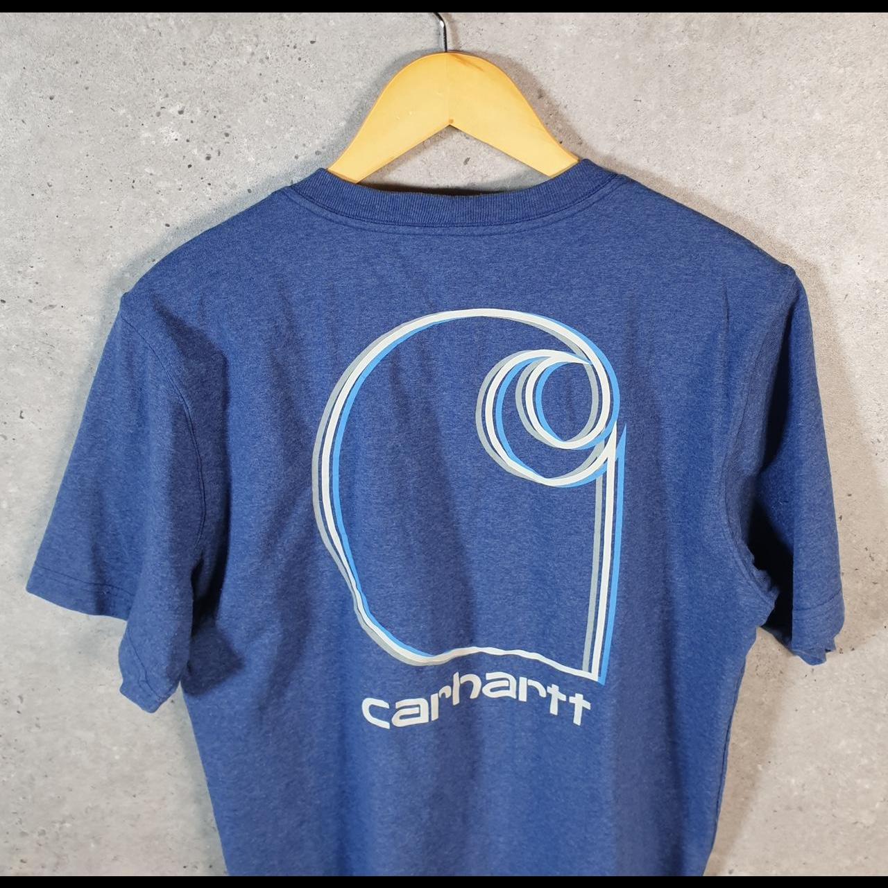 Vintage Carhartt Pocket T Shirt Men’s Small Blue Workwear Chore Utility Relaxed Fit C9340