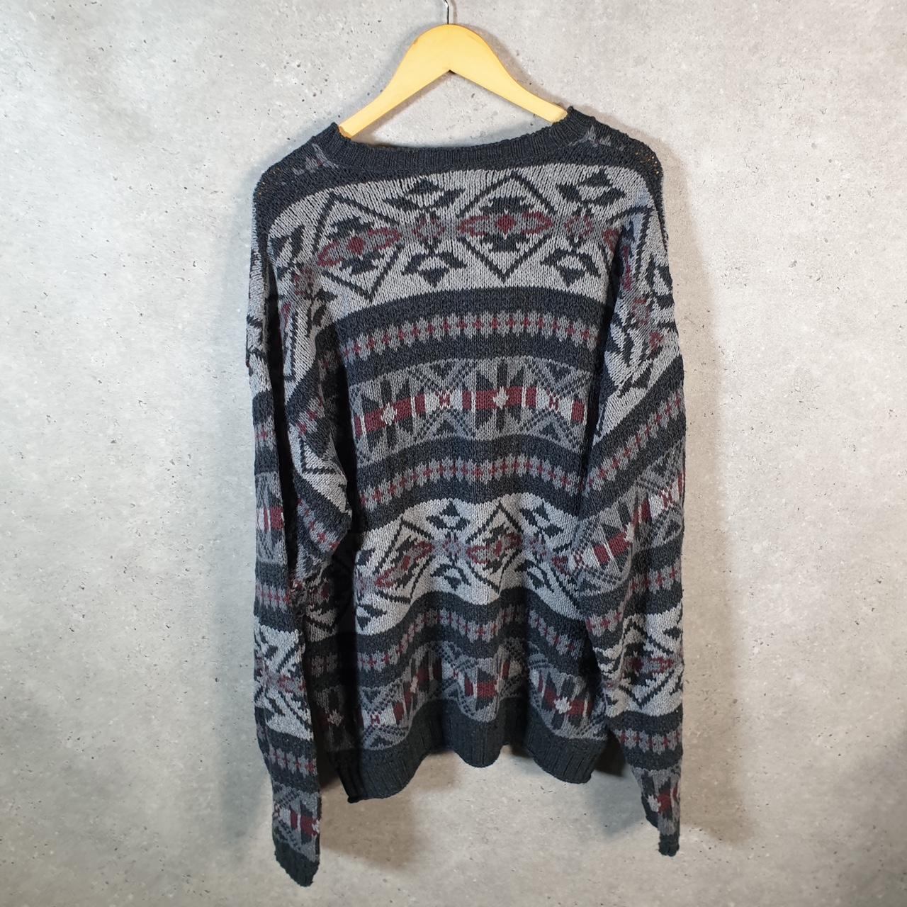 Vintage Woolwich Aztec Knit Sweater Men’s XL Grey Pattern Y2K Pullover Casual