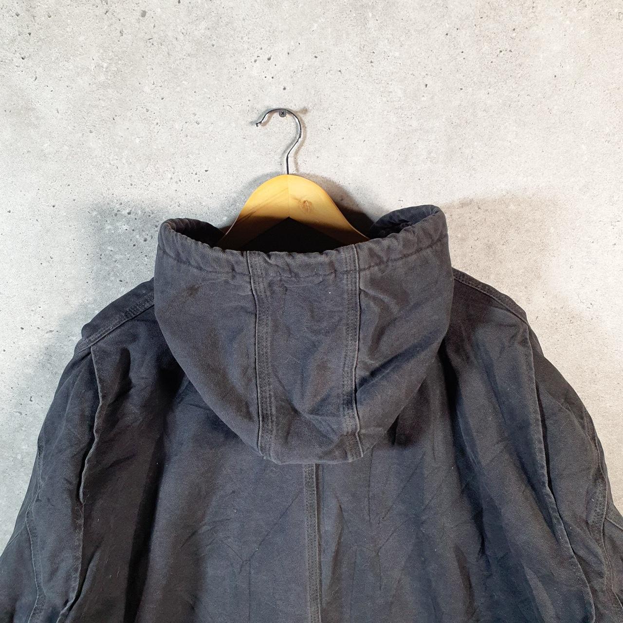 Vintage Carhartt Sandstone Sherpa Lined Work Farm Hooded Jacket Men’s 2XL Black C95 BLK USA Big Fish Vintage
