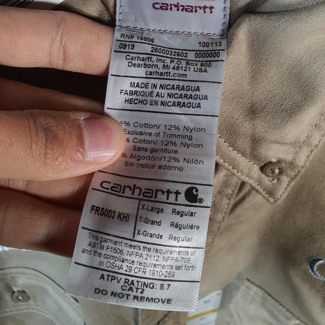 Vintage Carhartt FR Shirt Button Down Mens XL Brown Long Sleeve Utility Relaxed Fit