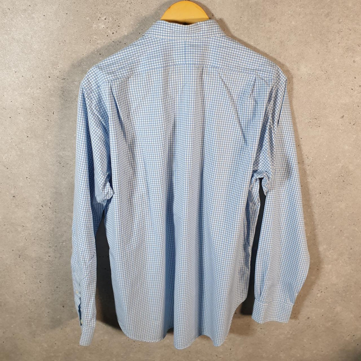 Vintage Ralph Lauren Button Down Shirt Men’s Large Blue Classic Fit Checkered Pony