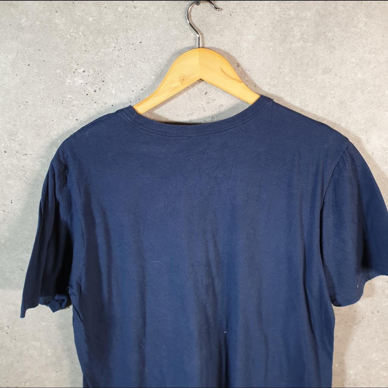 Vintage Nike T Shirt Men’s Medium Blue Printed Single Swoosh Logo Athletic C8291