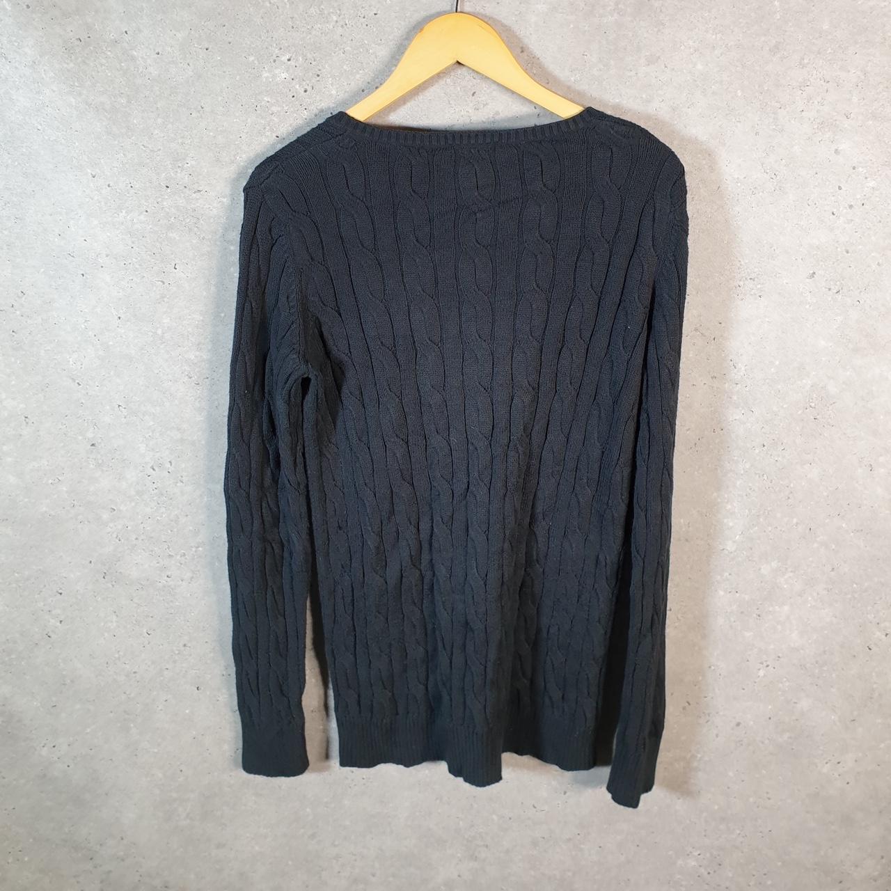 Vintage Lacoste Sweatshirt Cable Knit Womens Large Black Pullover Logo Y2K Jumper