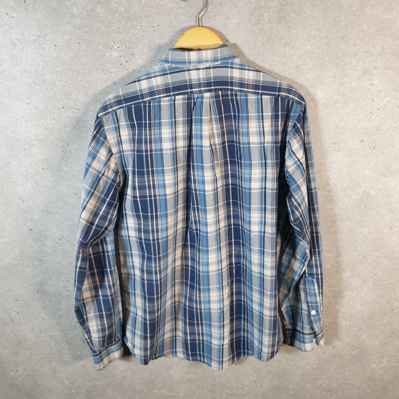 Vintage Ralph Lauren Button Down Shirt Men’s Large Blue Checkered Custom Fit Cotton Pony