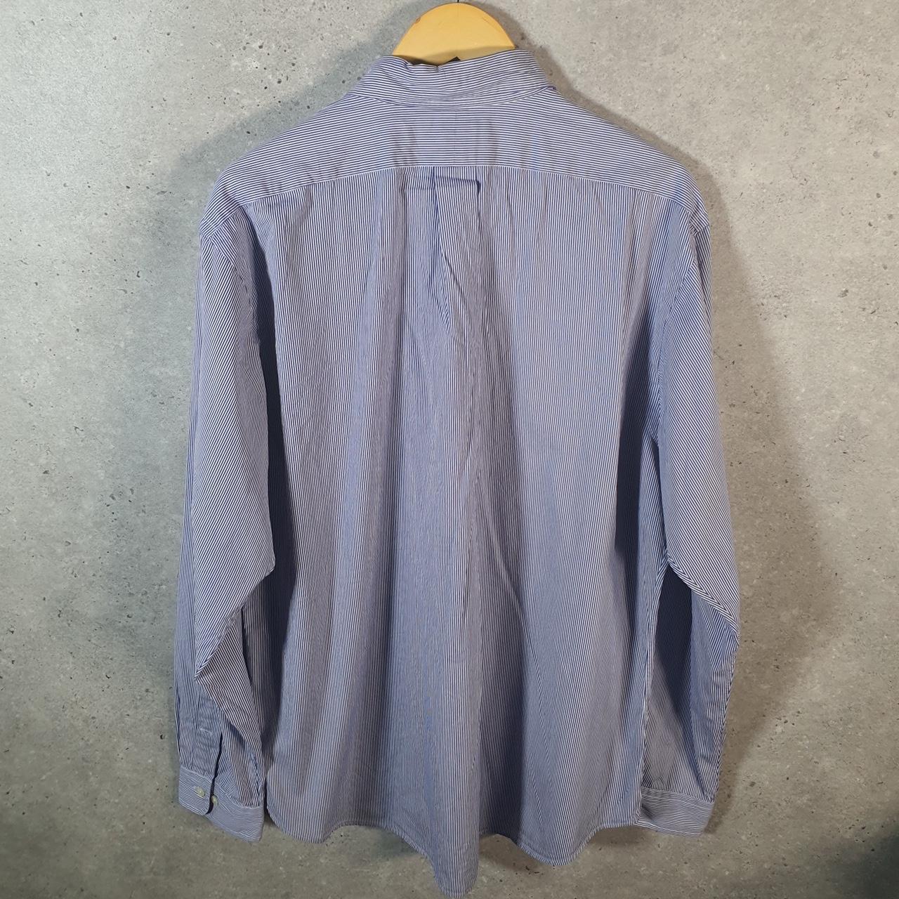 Vintage Ralph Lauren Button Down Shirt Men’s XL Purple Striped Custom Fit Cotton Pony