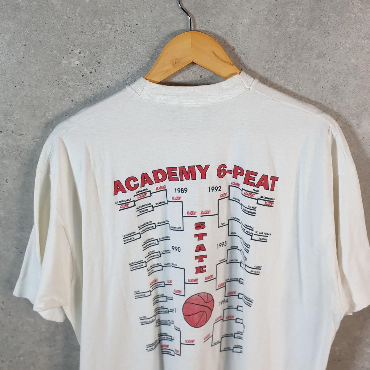Vintage Fruit of the Loom Albuquerque Champions USA 90s Single Stitch T Shirt Men’s 2XL White C8149