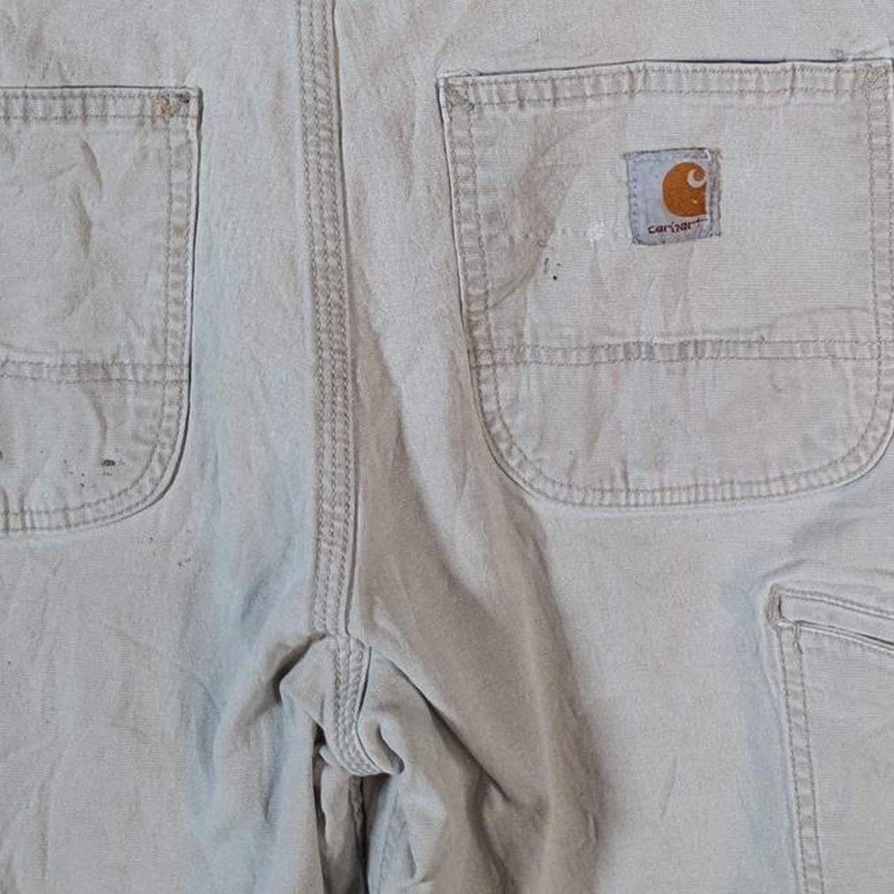 Vintage Carhartt Baggy Carpenter Shorts Jorts Cargo Men’s W34 Beige Relaxed Fit Workwear Big Fish Vintage