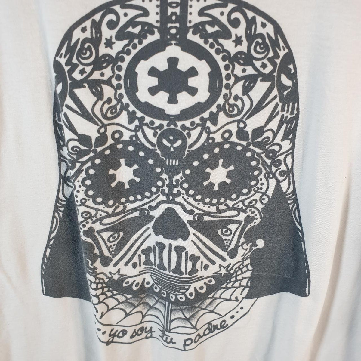 Vintage Star Wars Darth Vader Skull T Shirt Men’s XL White Logo Graphic Spellout