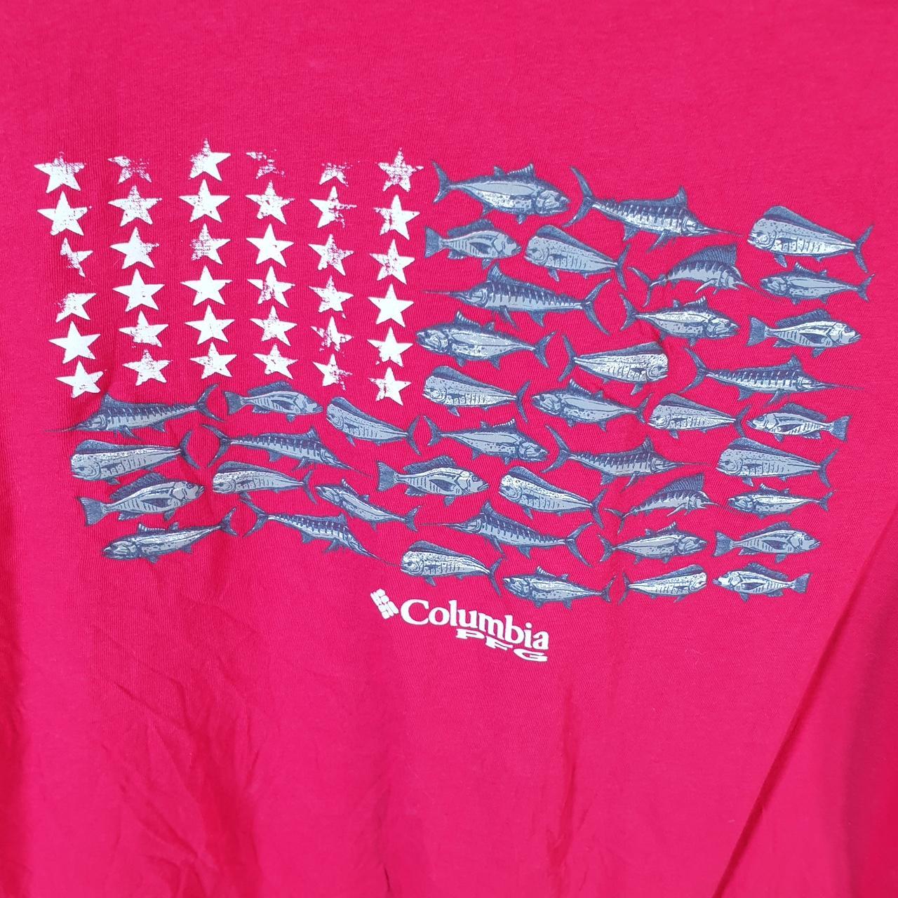 Vintage Columbia PFG USA Flag T Shirt Shirt Men’s Medium Red Logo Athletic