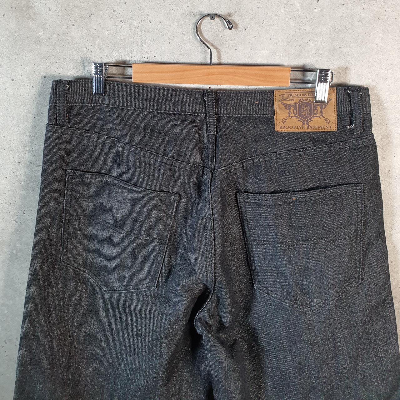 Vintage Brooklyn Basement Baggy Y2K Hip Hop Jeans Shorts Jorts Mens W38 Grey Denim USA A4469