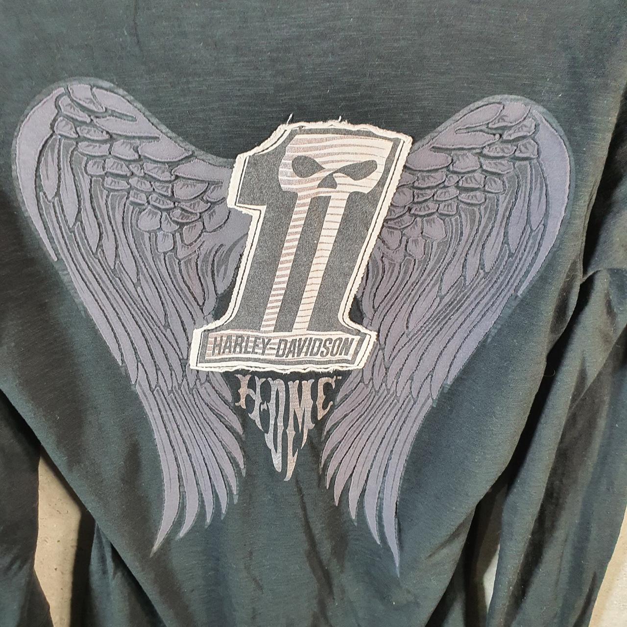 Vintage Harley Davidson Angel Wings Hoodie Womens Medium Black Full Zip USA