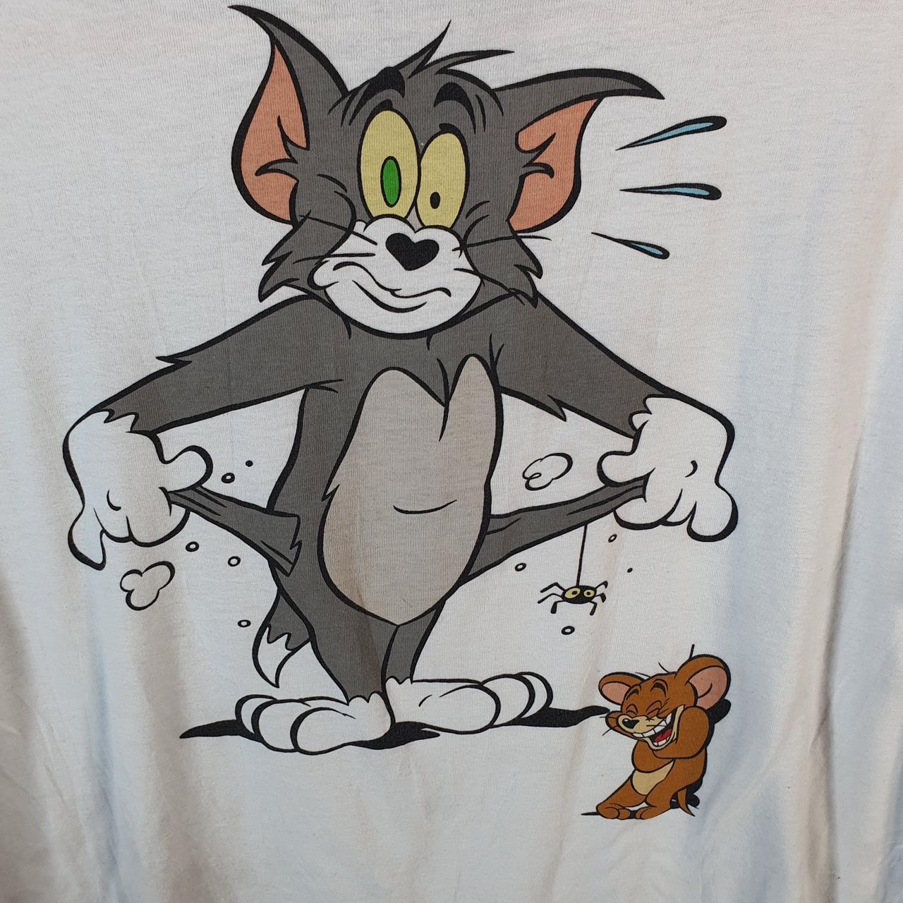 Vintage Tom & Jerry 90s T Shirt Shirt Men’s Small White Embroidered Graphic Cartoon