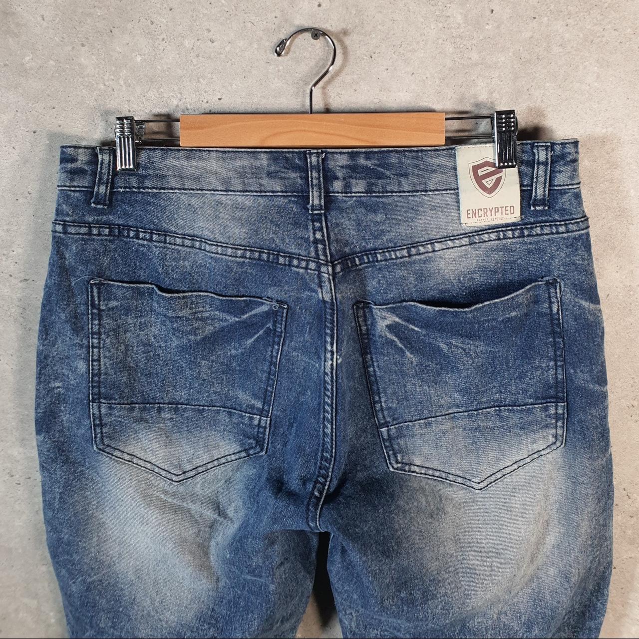 Vintage Encrypted Y2K Hip Hop Jorts Shorts Mens W34 Blue Denim USA A4676