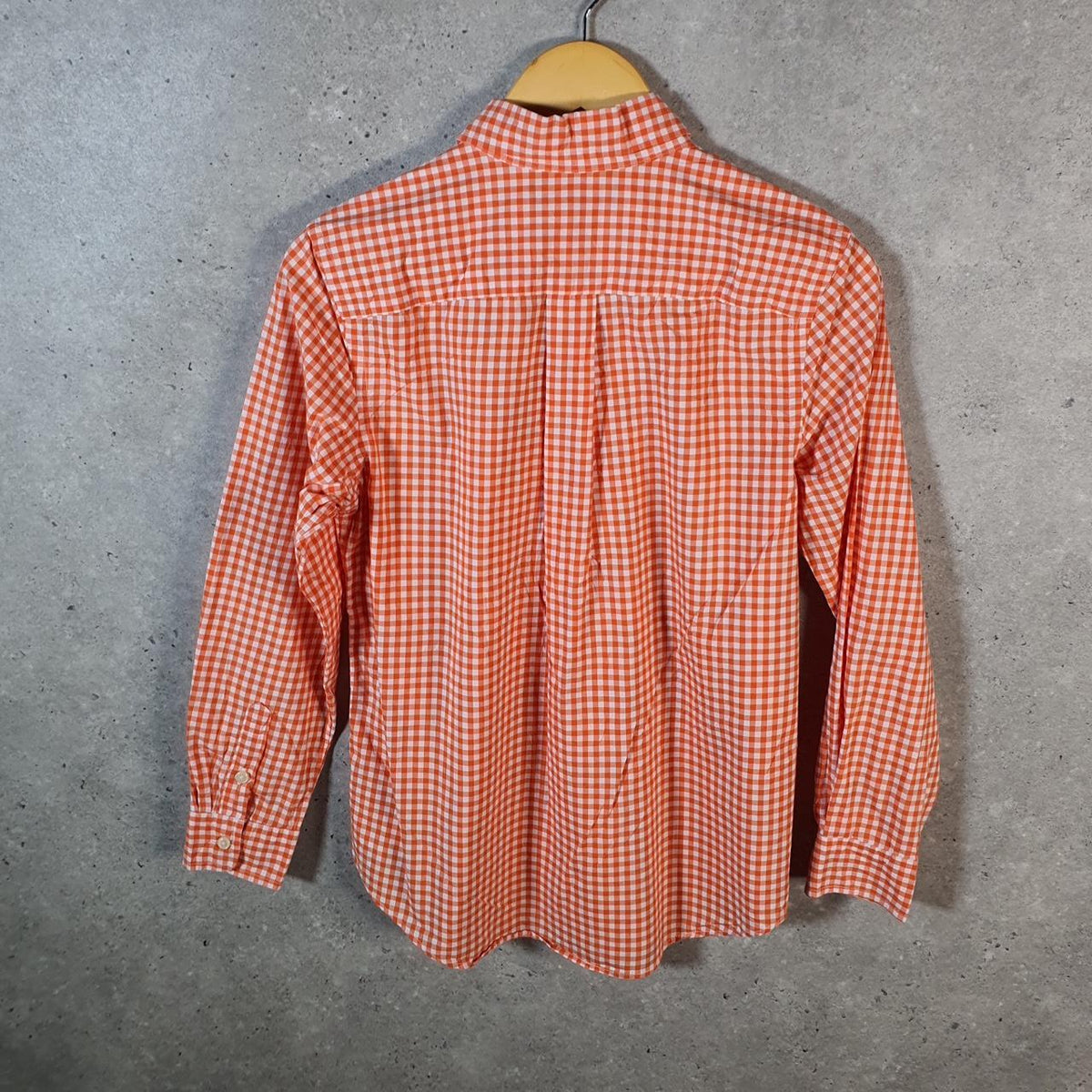 Vintage Ralph Lauren Button Down Shirt Womens Large Orange Checkered Cotton Pony