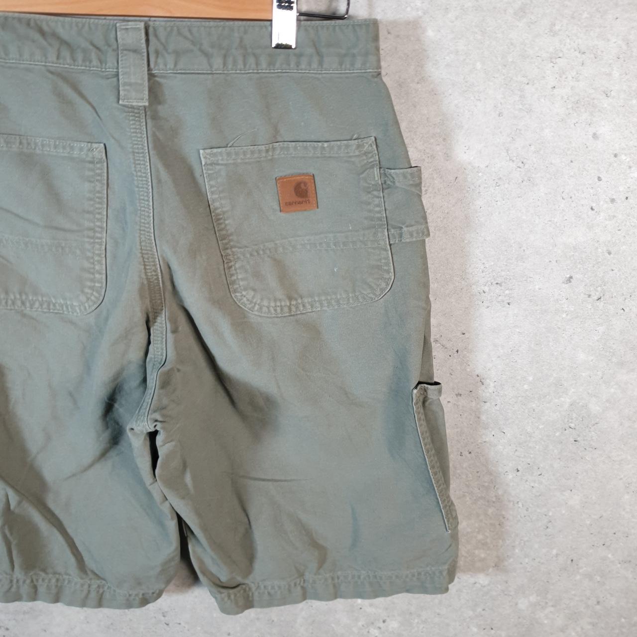 Vintage Carhartt Baggy Carpenter Shorts Jorts Cargo Men’s W30 Khaki Green Relaxed Fit Workwear