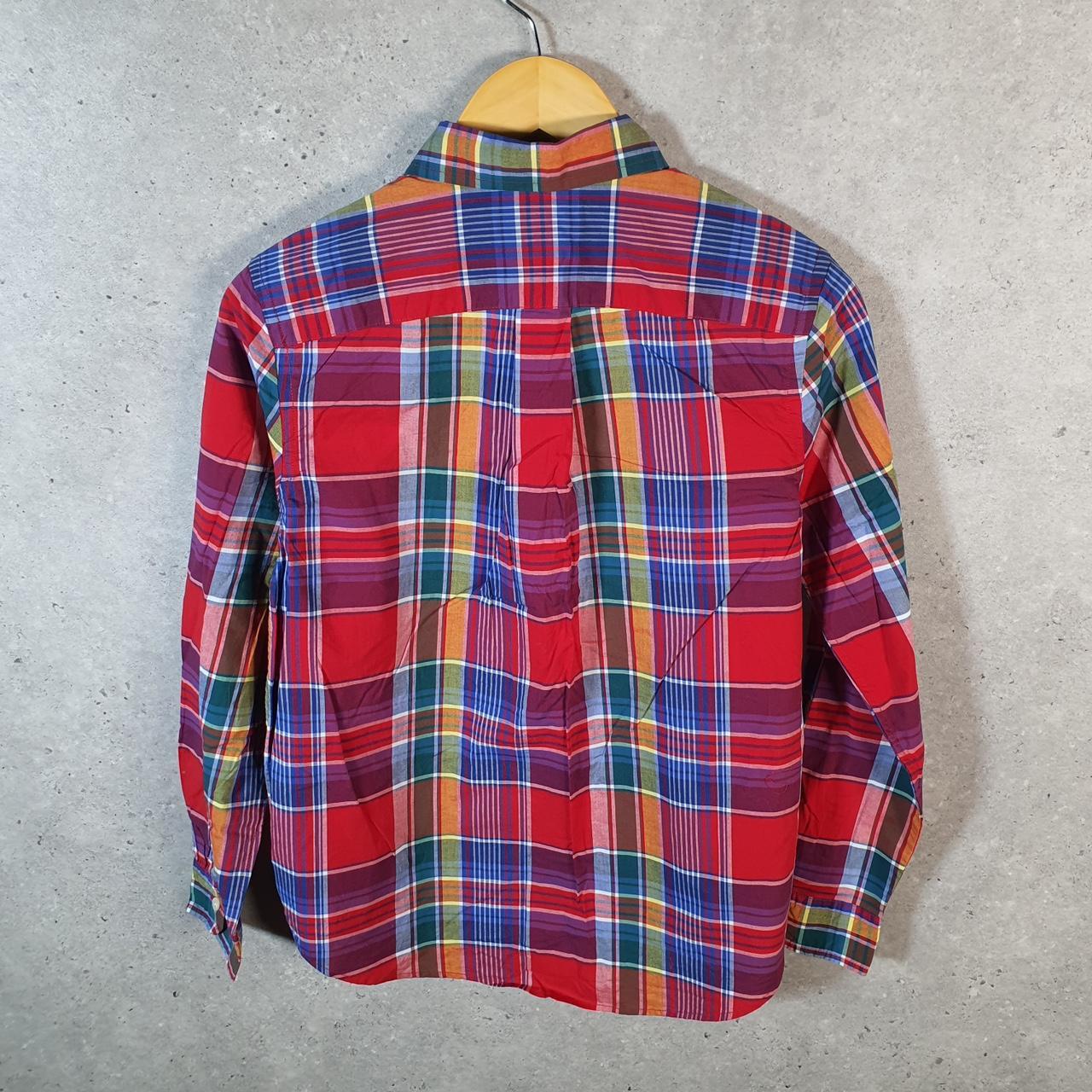 Vintage Ralph Lauren Button Down Shirt Womens L Red Checkered Natural Stretch Pony Cotton