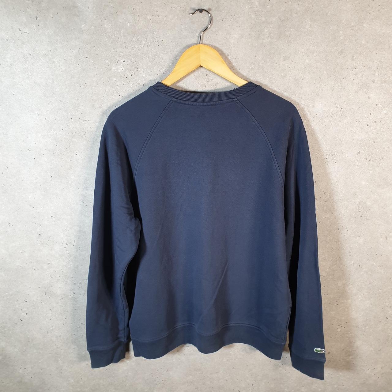 Vintage Lacoste Sweatshirt Men’s Large Navy Blue Pullover Logo Y2K Jumper Logo