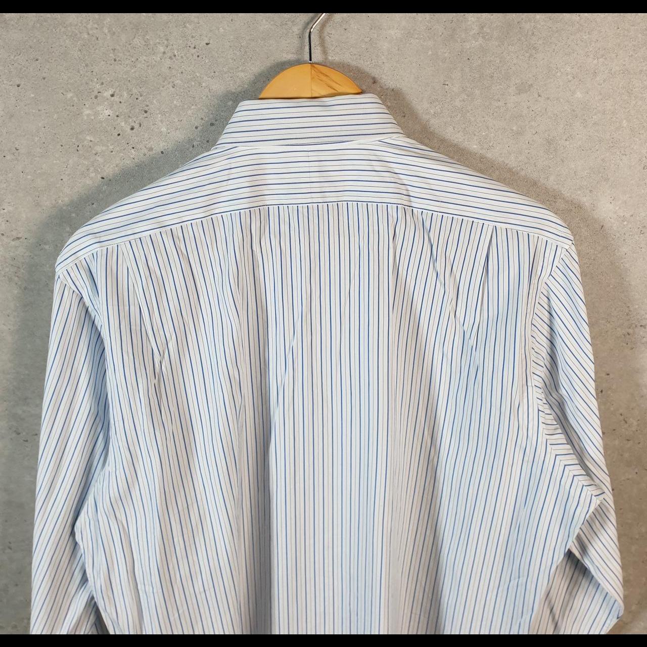 Vintage Ralph Lauren Button Down Shirt Men’s Medium Blue Striped Regent Custom Fit Cotton Big Fish Vintage