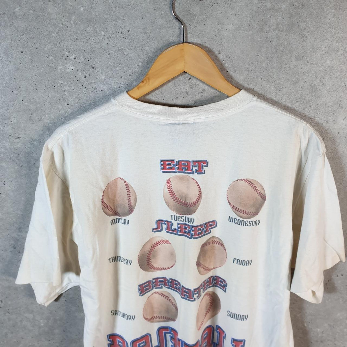 Vintage Life’s A Sport Baseball Graphic USA 90s Single Stitch T Shirt Men’s Large White
