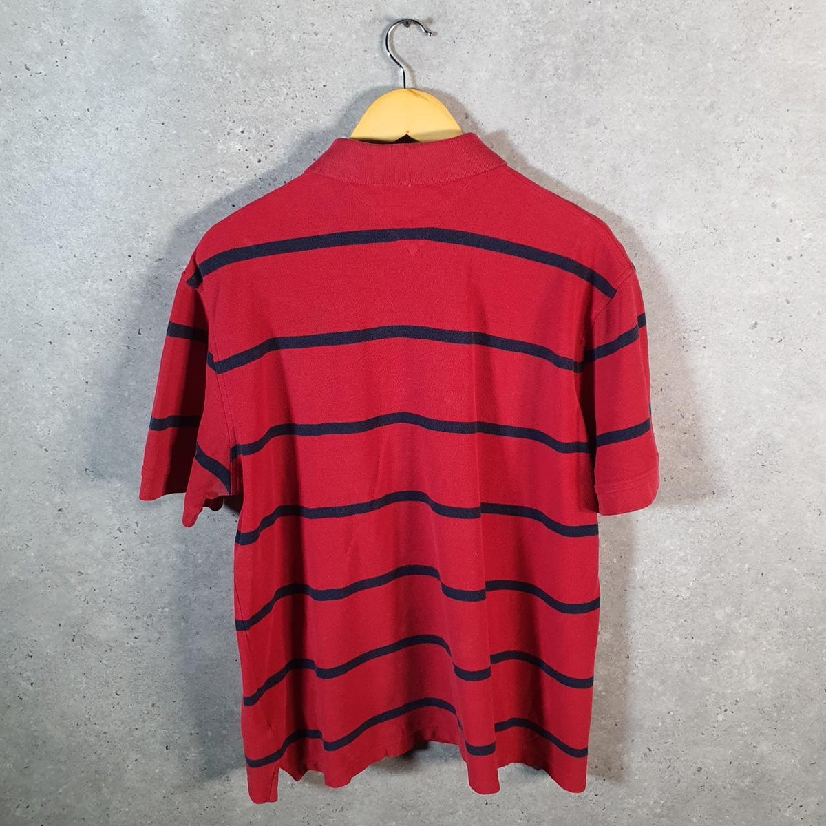Vintage Tommy Hilfiger Polo Shirt Men’s XL Red Striped Performance Fit Embroidered Logo