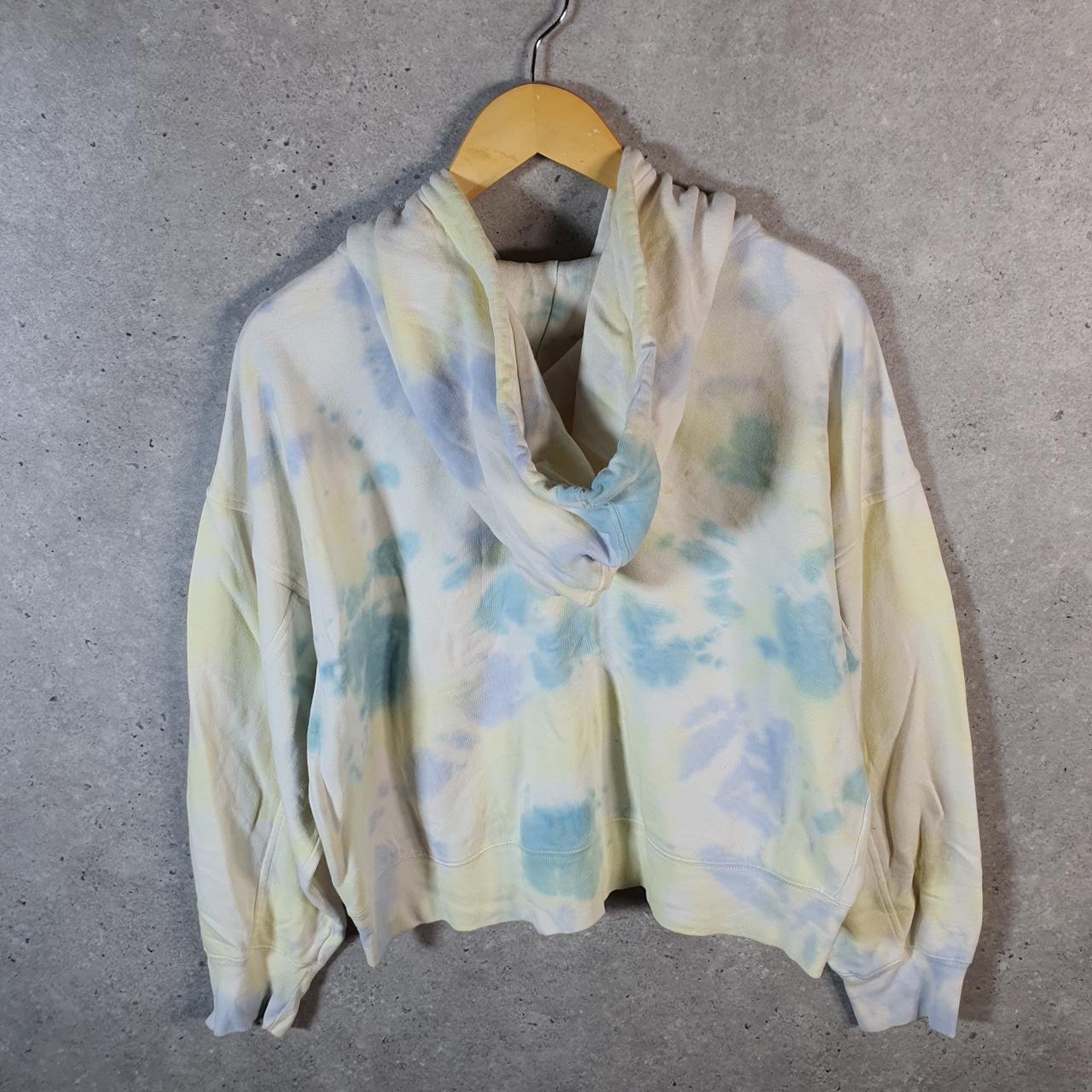 Vintage Champion Hoodie Womens Small Grey Tie Dye USA Full Zip Spellout Logo